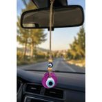 Nazar Boncuğu Dikiz Aynası Süsü Pembe Renkli 4 cm Duvar Süsü El Yapımı Cam Kapı Süsü - Çok Renkli