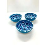 Nazar Boncuklu El Yapımı Mavi 7 cm Kase Çerezlik Sosluk Reçellik Lokumluk 3'lü Set