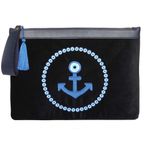 Nazarlıklı Çıpa Nakış İşlemeli Clutch