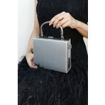 NAZART Kadın Gümüş Kumaş Abiye Clutch Çantası
