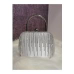 NAZART KADIN LÜKS TAŞLI SATEN GÜMÜŞ ABİYE CLUTCH PORTFÖY ABİYE GECE DÜĞÜN ÇANTASI