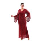 NAZBUTIQ ABİYE BORDO PAYET BALIK MODEL UZUN ABİYE ESNEK ELBİSE BORDO 40