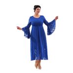 NAZBUTIQ ABİYE DANTEL YUVARLAK YAKA VALON KOL ETEĞİ KİLOŞ BÜYÜK BEDEN SBİYE ELBİSE 3103 SAX 58