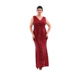NAZBUTIQ ABİYE PAYET ESNEK BALIK SIRT DEKOLTE BÜYÜK BEDEN ABİYE ELBİSE 3098 BORDO 56