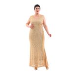 NAZBUTIQ ABİYE PAYET ESNEK BALIK SIRT DEKOLTE BÜYÜK BEDEN ABİYE ELBİSE 3098 GOLD 42