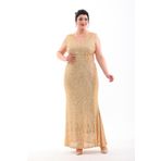NAZBUTIQ ABİYE PAYET ESNEK BALIK SIRT DEKOLTE BÜYÜK BEDEN ABİYE ELBİSE 3098 GOLD 54