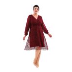 NAZBUTIQ ABİYE PAYET KRUVAZE YAKA ŞİFON KOL DETAY ESNEK PAYET MİDİ ABİYE ELBİSE 3083 BORDO 44