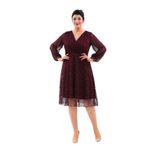NAZBUTIQ ABİYE PAYET KRUVAZE YAKA ŞİFON KOL DETAY ESNEK PAYET MİDİ ABİYE ELBİSE 3083 MÜRDÜM 48