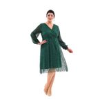 NAZBUTIQ ABİYE PAYET KRUVAZE YAKA ŞİFON KOL DETAY ESNEK PAYET MİDİ ABİYE ELBİSE 3083 YEŞİL 42