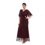 NAZBUTIQ ABİYE PAYET ŞİFON DETAY BALIK MODEL KISA KOL BÜYÜK BEDEN ABİYE ELBİSE 3099 MÜRDÜM 46
