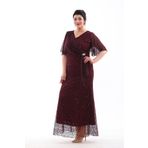 NAZBUTIQ ABİYE PAYET ŞİFON DETAY BALIK MODEL KISA KOL BÜYÜK BEDEN ABİYE ELBİSE 3099 MÜRDÜM 54