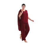 NAZBUTIQ ABİYE SİMLİ ESNEK KUMAŞ ÜÇLÜ ABİYE CEKET BLUZ PANTOLON TAKIM 3081 BORDO 60