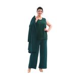 NAZBUTIQ ABİYE SİMLİ ESNEK KUMAŞ ÜÇLÜ ABİYE CEKET BLUZ PANTOLON TAKIM 3081 YEŞİL 60