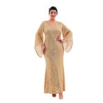 NAZBUTIQ IŞILTI ABİYE GOLD PAYET BALIK MODEL UZUN ABİYE ESNEK ELBİSE gold 44