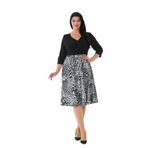 NAZBUTIQ KADIN KRUVAZE YAKA MİDİ BOY DESENLİ ELBİSE BEYAZ LEOPAR 48