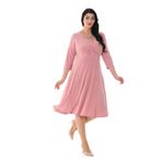 NAZBUTIQ KADIN KRUVAZE YAKA MİDİ BOY ELBİSE PEMBE 44