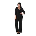 NAZBUTIQ Kruvaze Yaka Pantolon-bluz Takım 3079 SİYAH 56