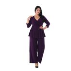 NAZBUTIQ KRUVAZE YAKA PANTOLON-BLUZ TAKIM MOR 60