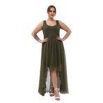 NAZBUTIQ Tül Esnek Şık Abiye Elbise HAKİ L/XL