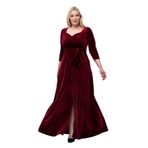 NAZBUTIQ Yırtmaçlı Kadife Abiye 3042 BORDO 40