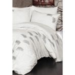Nazik Home Belissa Nakışlı Pamuk Saten 6 Parça Nevresim Takımı Gri Çift Kişilik