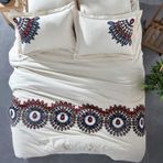Nazik Home Evora Keten Nevresim Takımı Bordo / İndigo Çift Kişilik