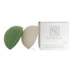 Nazik Peeling Süngeri | Refresh Beauty Products | Konjac Yüz Temizleyici | Ölü Cilt Temizleyici | Yumuşak ve Etkili | 2 Parça Set, Beyaz, Yeşil