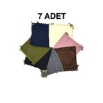 nazipek 7'li Set Pamuklu El Işi Muska Oyalı Boncuklu Eşarp Hediyelik Yazma 100x100cm Toptan