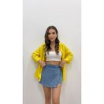 Nazline Kadın Oversize Basic Uzun Kol Gömlek - Sarı