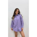 Nazline Kadın Oversize Basic Uzun Kol Gömlek - XL - Lila