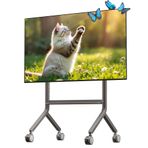 NB Ergonomic Tekerlekli mobil TV standı, maks. 90 inç (90 inç) ekran için, 68 kg'a kadar yük, TV arabası, yüksekliği ayarlanabilir, sessiz kaydırma tekerleğiyle | VESA 200 x 200 ila 800 x 600 mm P100