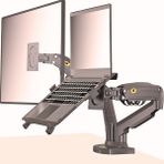 Nb F160+FP Gazlı Çift Kol North Bayou 17-30"monitör 10"-17" Dizüstü Bilgisayar Vesa Monitör Standı - Siyah