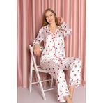 NBB Ekru Kalpli Saten Pijama Takımı