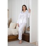 Nbb NB18SPJ00001-001 Beyaz Saten Pijama Takımı