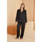 Nbb NB18SPJ00001-002 Siyah Saten Pijama Takımı