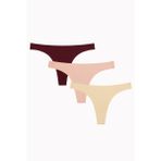 Nbb NB23SKL00026-A103 Ten Bordo Cappuccino 3'lü Lazer İz Yapmaz Kesim Tanga