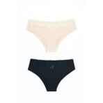 Nbb NB23SKL00029-B10 Siyah Ten Rengi Beli Dantelli 2'li Hipster Külot