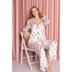 Nbb NB24sGS00013-054 Ekru Kalpli Saten Pijama Takımı