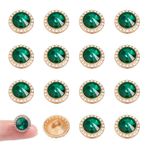 NBEADS 20 Adet Şaft Düğmeleri, Dikiş Gömlekleri için Alaşım Yapay Elmas Kristal Düğmeler Elbise Kaban Kazak, 1,2x0,9 cm, Koyu Yeşil
