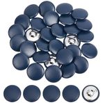 NBEADS 30 Adet Metal Şaft Düğmeleri, 1,1 İnç Suni Deri Dikiş Düğmesi Deri Giysiler için Düz Yuvarlak Düğmeler Elbise Kaban Kot Kanepe Dekorasyon El Sanatları, Delik: 2,5 mm, Gece Mavisi