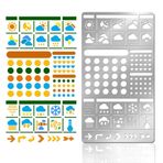 NBEADS Metal Hava Şablonları, 10,1 x 17,7 cm Mat Bulutlu, Yağmurlu, Karlı Sembol, Nokta Günlük Şablonları, Yeniden Kullanılabilir Planlayıcı Şablonlar, Günlük için Şablonlar, Karalama Defteri,