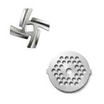 Ncheli Kıyma makinesi bıçak ve delik diski 54 mm, çapraz bıçak 48 mm 8 mm kare, 5 mm delikli plaka, 420 paslanmaz çelik, çift taraflı cilalı, Single-Bevel, birinci sınıf yedek parçalar, orta delik 7