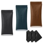 NCOALE Gözlük kılıfı, deri, 3 adet poliüretan güneş gözlüğü kılıfı, yumuşak gözlük kılıfı, erkek, 3 gözlük temizleme bezi, sıkma üst parçası, güneş gözlüğü, gözlük kılıfı, taşınabilir gözlük çantası,