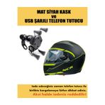NCR ÇENE AÇILIR KASK SARI SİYAH ve USB ŞARJLI TELEFON TUTUCU