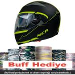 NCR Sarı Siyah Çene Açılır Motosiklet Kask 59 - 60 cm Ece Belgeli Güvenlik Özellikleri