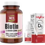 Ncs Biotin Çinko Glukonat Folik Asit Vitamin B12 120 Tablet & Nevfix Vitamin D3 Sıvı Sprey