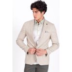 Ncs Erkek Bej Blazer Slim Fit Dar Kesim Çizgili Keten Karışımlı Ceket 4869 - 56