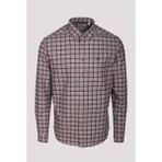 Ncs Erkek Gömlek Kiremit Uzun Kol Ekose Kareli Flanel Yün Tuşeli Slim Fit Düğmeli Yaka Shirt Ncs Jeans 7270