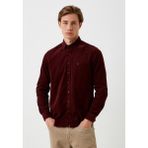 Ncs Erkek Kadife Gömlek Bordo %100 Pamuk Düğmeli Yaka Slim Fit Logo Detaylı 7980 - XL
