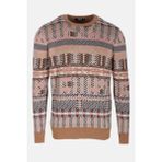 Ncs Erkek Triko Camel Bisiklet Yaka Desenli Slim Fit Pamuklu Kazak Ncs 3721 - 2XL